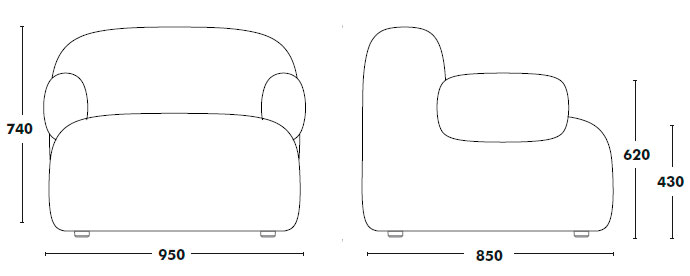 Medidas sillón Gumi con brazos